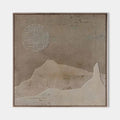 Original hand painted taupe abstract desert mountain moon oil painting canvas wall art, nordic scandinavian minimalist elegant luxury m