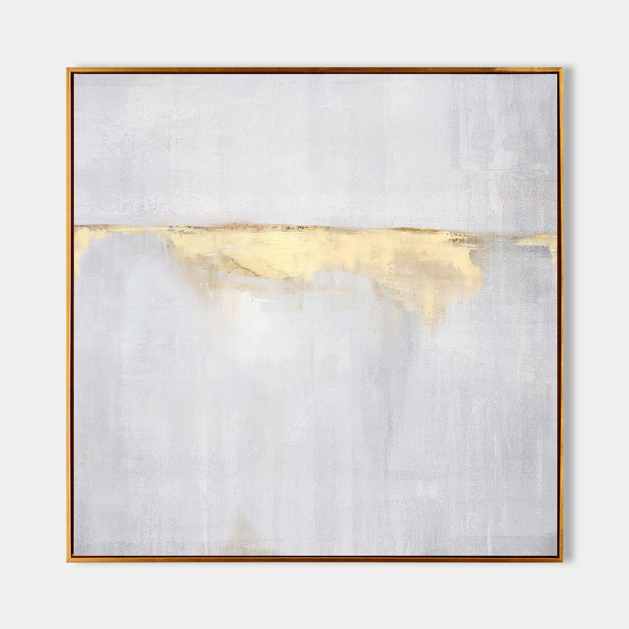 Original hand painted pale grey gold abstract oil painting canvas wall art, nordic scandinavian minimalist elegant luxury modern living