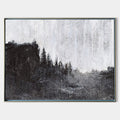 Original hand painted black grey abstract landscape oil painting canvas wall art, nordic scandinavian minimalist bold elegant luxury mo