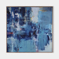 Original hand painted navy cerulean blue abstract oil painting canvas wall art, textured modern nordic scandinavian elegant luxury livi