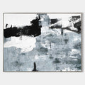 Original hand painted black grey white abstract oil painting canvas wall art, nordic scandinavian minimalist elegant luxury modern livi