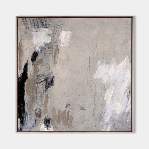 Original hand painted ash grey charcoal abstract oil painting canvas wall art, nordic scandinavian minimalist elegant luxury modern hom