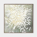 Original hand painted white geometric abstract oil painting canvas wall art, nordic scandinavian minimalist elegant luxury modern livin
