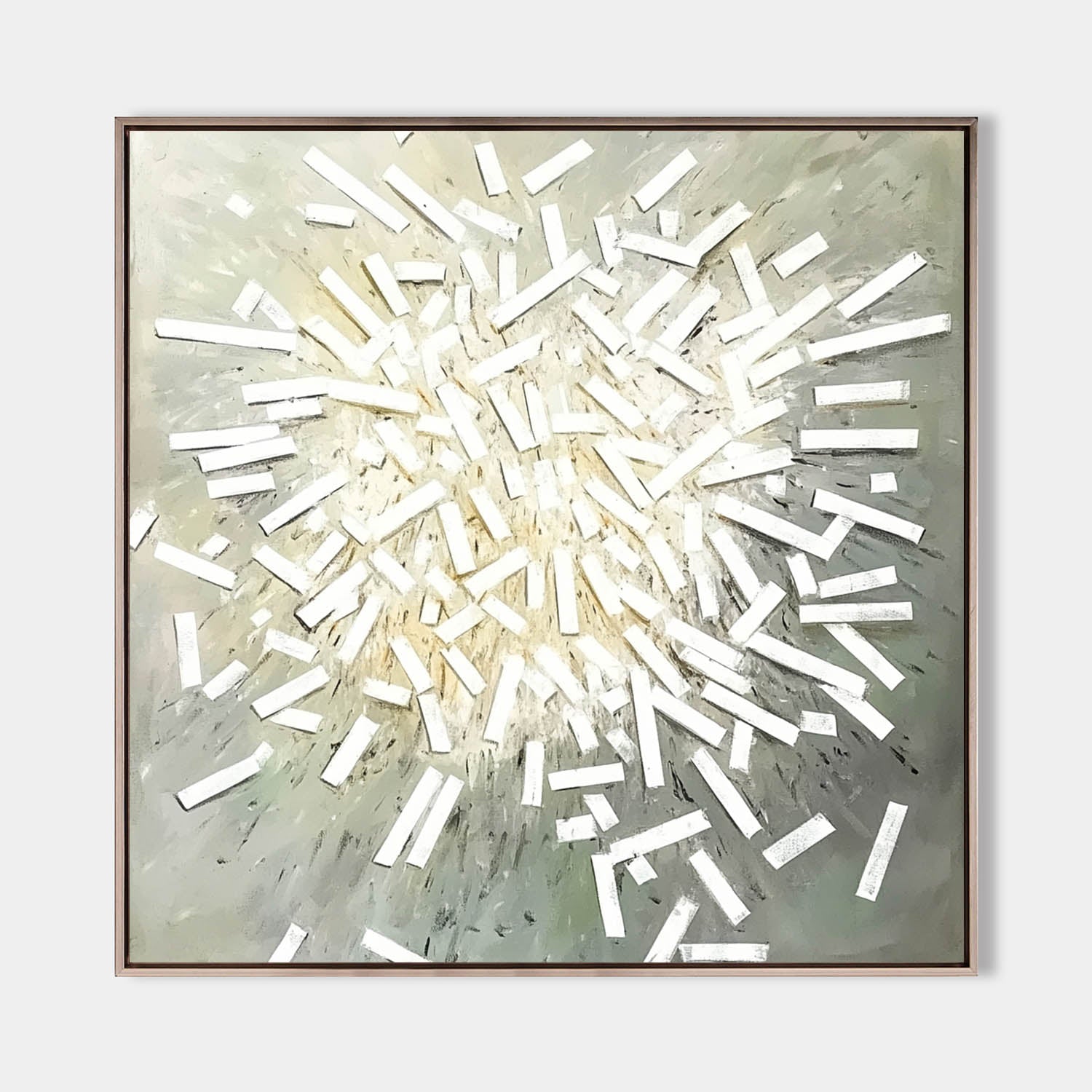 Original hand painted white geometric abstract oil painting canvas wall art, nordic scandinavian minimalist elegant luxury modern livin