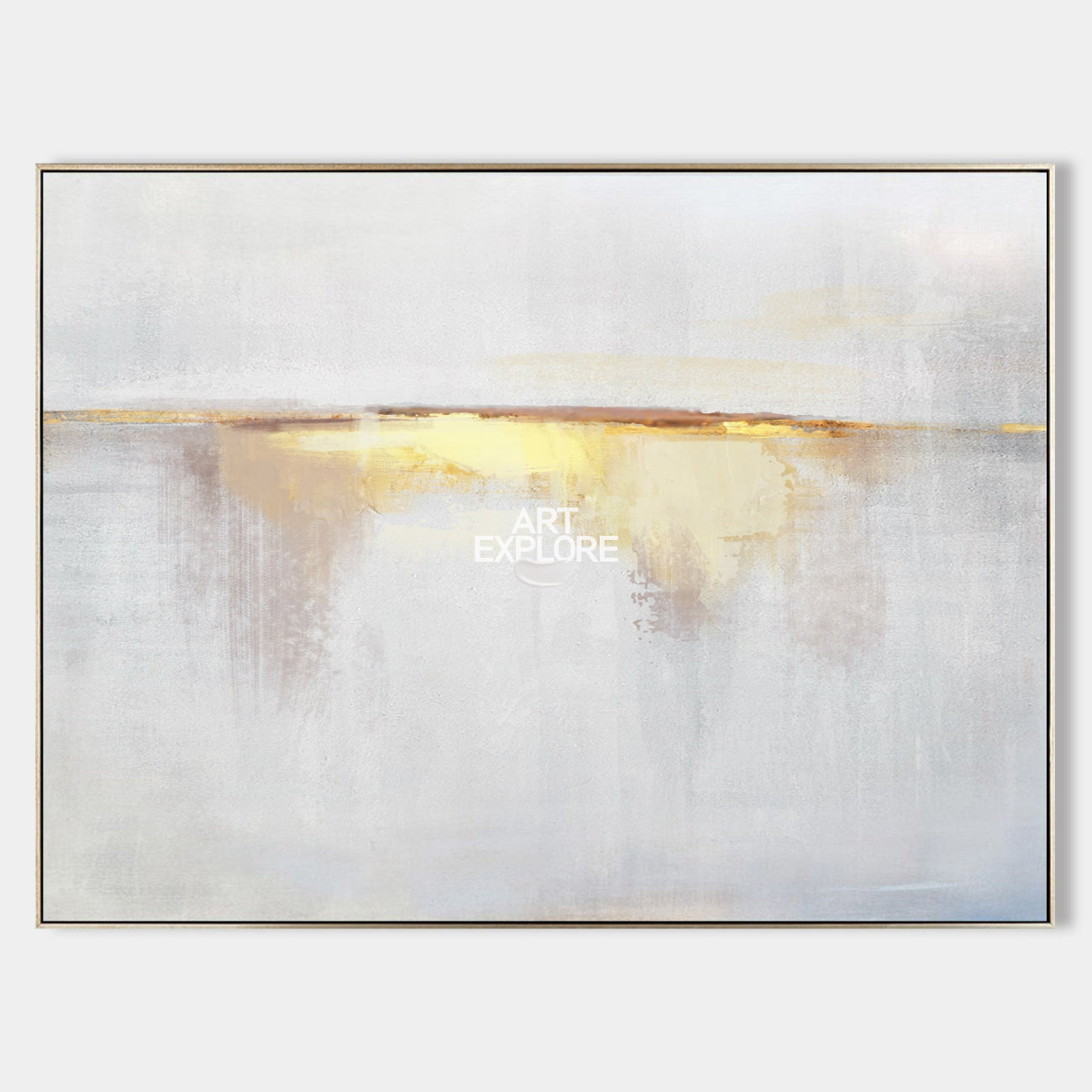 Original hand painted grey gold abstract oil painting canvas wall art, nordic scandinavian minimalist elegant luxury modern living room