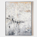 Original hand painted white grey gold textured abstract oil painting canvas wall art, nordic scandinavian minimalist elegant luxury mod