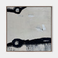Original hand painted black ivory abstract oil painting canvas, bold geometric forms textured minimalist nordic scandinavian elegant lu