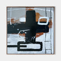 Original hand painted black sienna geometric abstract oil painting canvas wall art, nordic scandinavian elegant luxury modern living ro