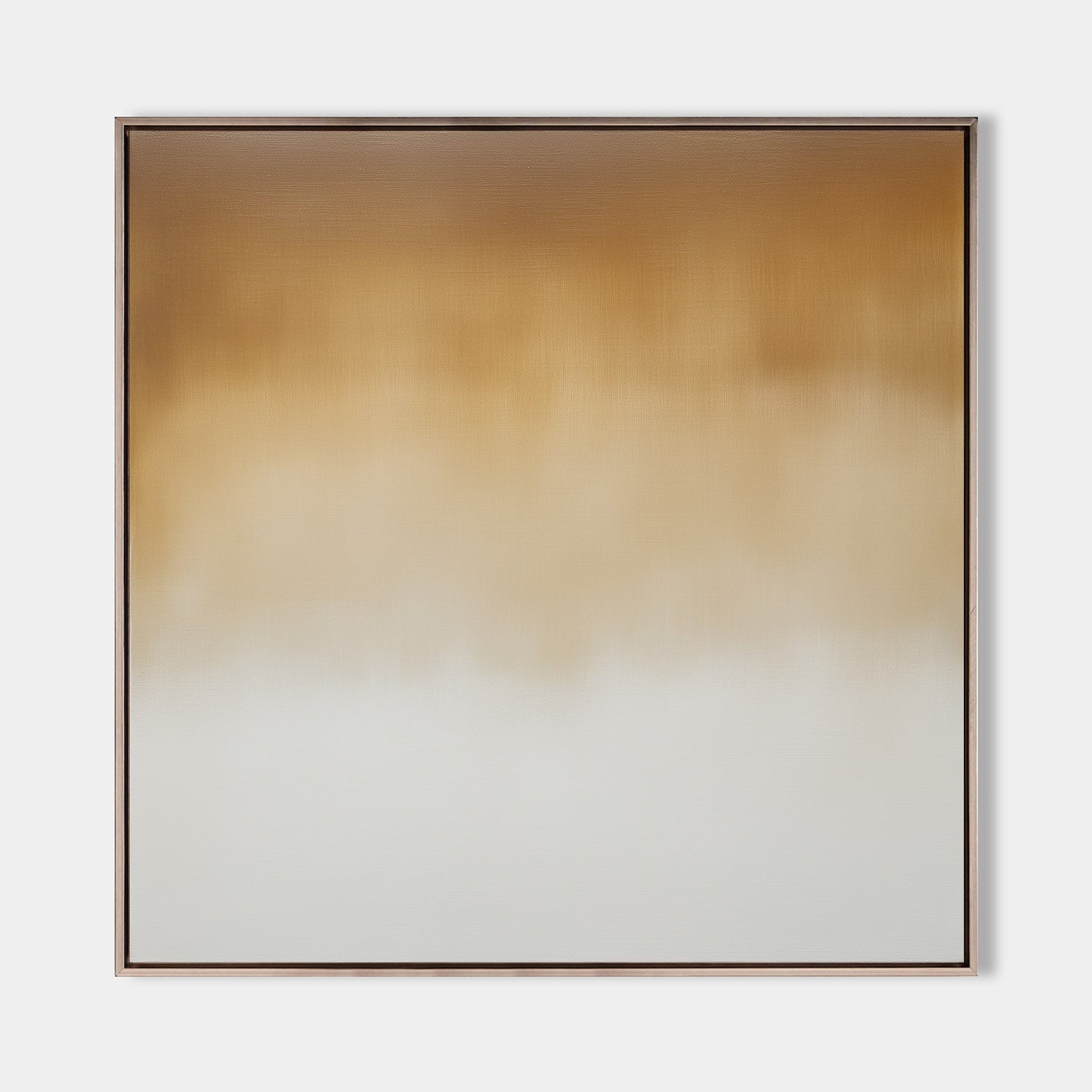 Original hand painted warm amber to white gradient abstract oil painting canvas wall art, nordic scandinavian minimalist elegant luxury