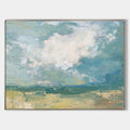 Original hand painted teal blue coastal abstract oil painting canvas wall art, nordic scandinavian elegant luxury modern living room ho