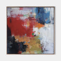 Original hand painted red blue abstract oil painting canvas wall art, textured modern elegant luxury nordic scandinavian home decor int