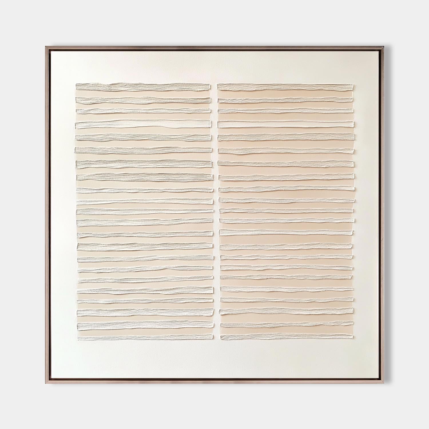 Original hand painted ivory textured line abstract oil painting canvas wall art set, nordic scandinavian minimalist elegant luxury mode