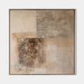 Original hand painted warm beige amber brown textured geometric abstract oil painting canvas wall art, nordic scandinavian elegant luxu