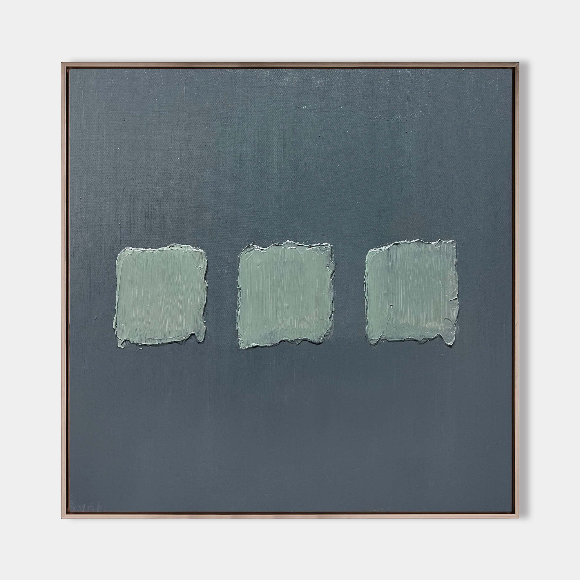 Original hand painted sage green impasto squares abstract oil painting canvas wall art, nordic scandinavian minimalist elegant luxury m