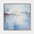 Original hand painted pale blue abstract oil painting canvas wall art, nordic scandinavian minimalist elegant luxury coastal modern liv