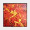 Original hand painted crimson red gold abstract oil painting canvas wall art, bold textured modern elegant luxury living room interior