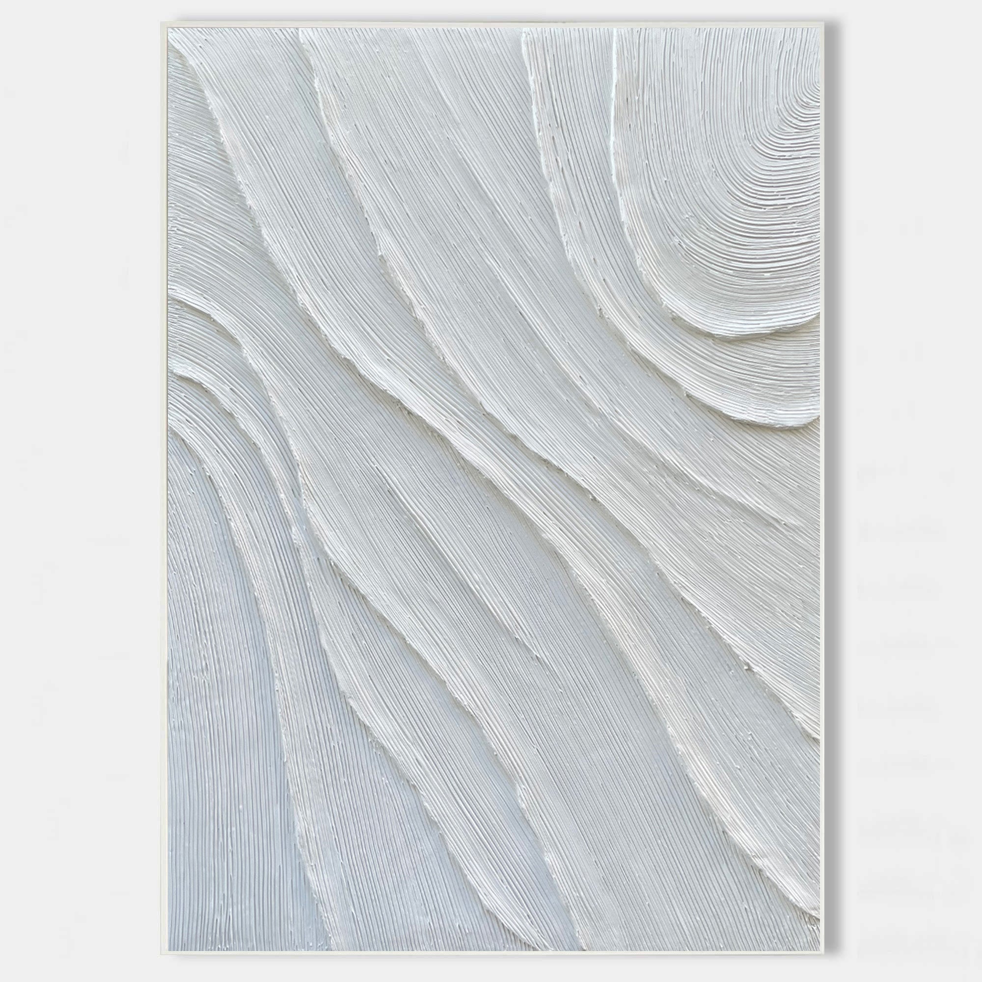 Original hand painted white grey textured abstract oil painting canvas wall art, nordic scandinavian minimalist elegant luxury modern h