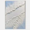 Original hand painted white textured wave abstract oil painting canvas wall art, coastal nordic scandinavian minimalist elegant luxury