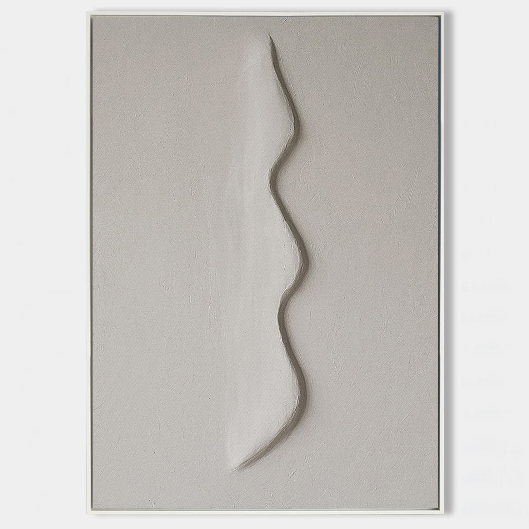 Original hand painted ash grey abstract oil painting canvas wall art, sculptural sinuous line texture, nordic scandinavian minimalist e