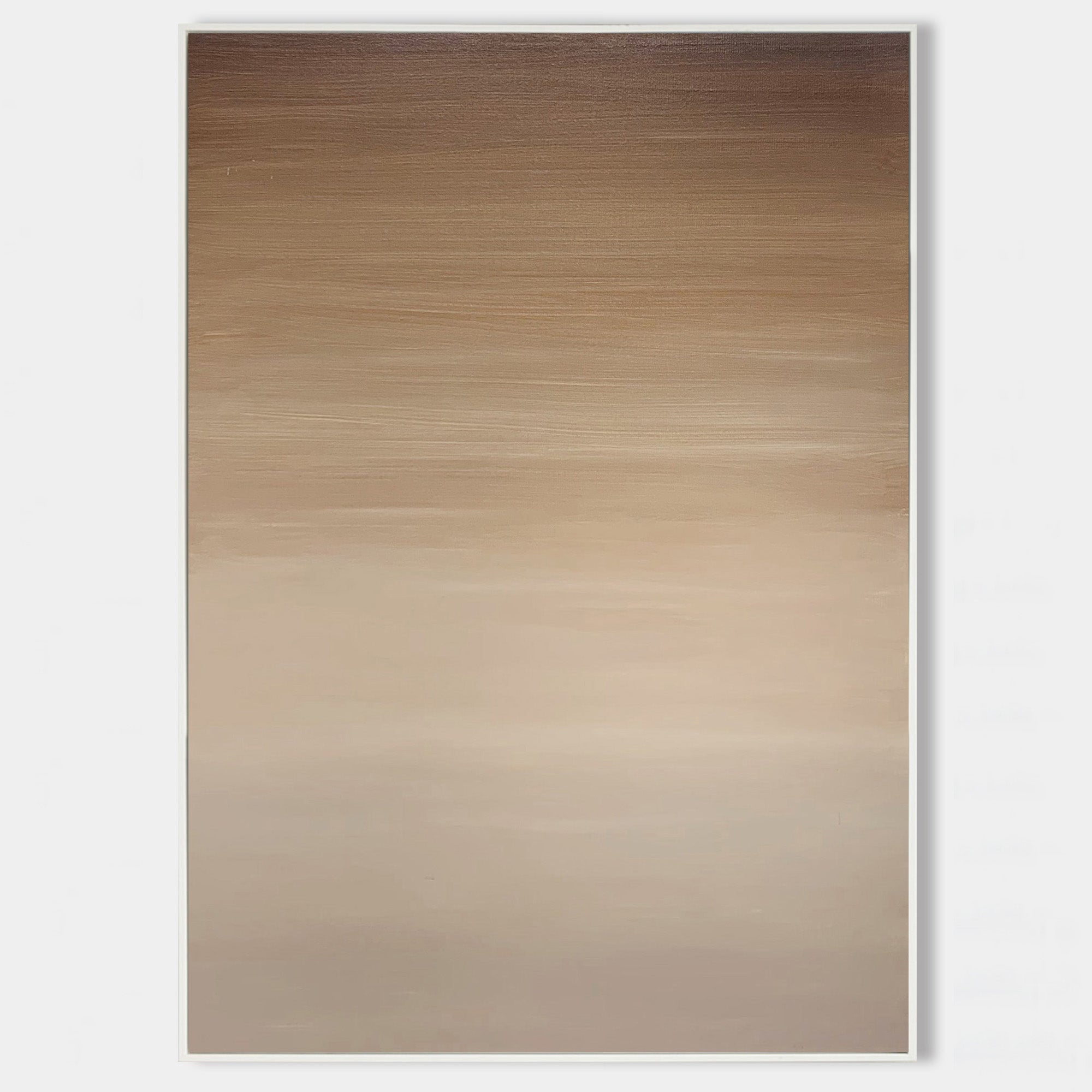 Original hand painted warm taupe sand ombre abstract oil painting canvas wall art, nordic scandinavian minimalist elegant luxury modern