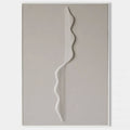 Original hand painted greige abstract oil painting, raised white wavy line textured canvas, nordic scandinavian minimalist elegant luxu