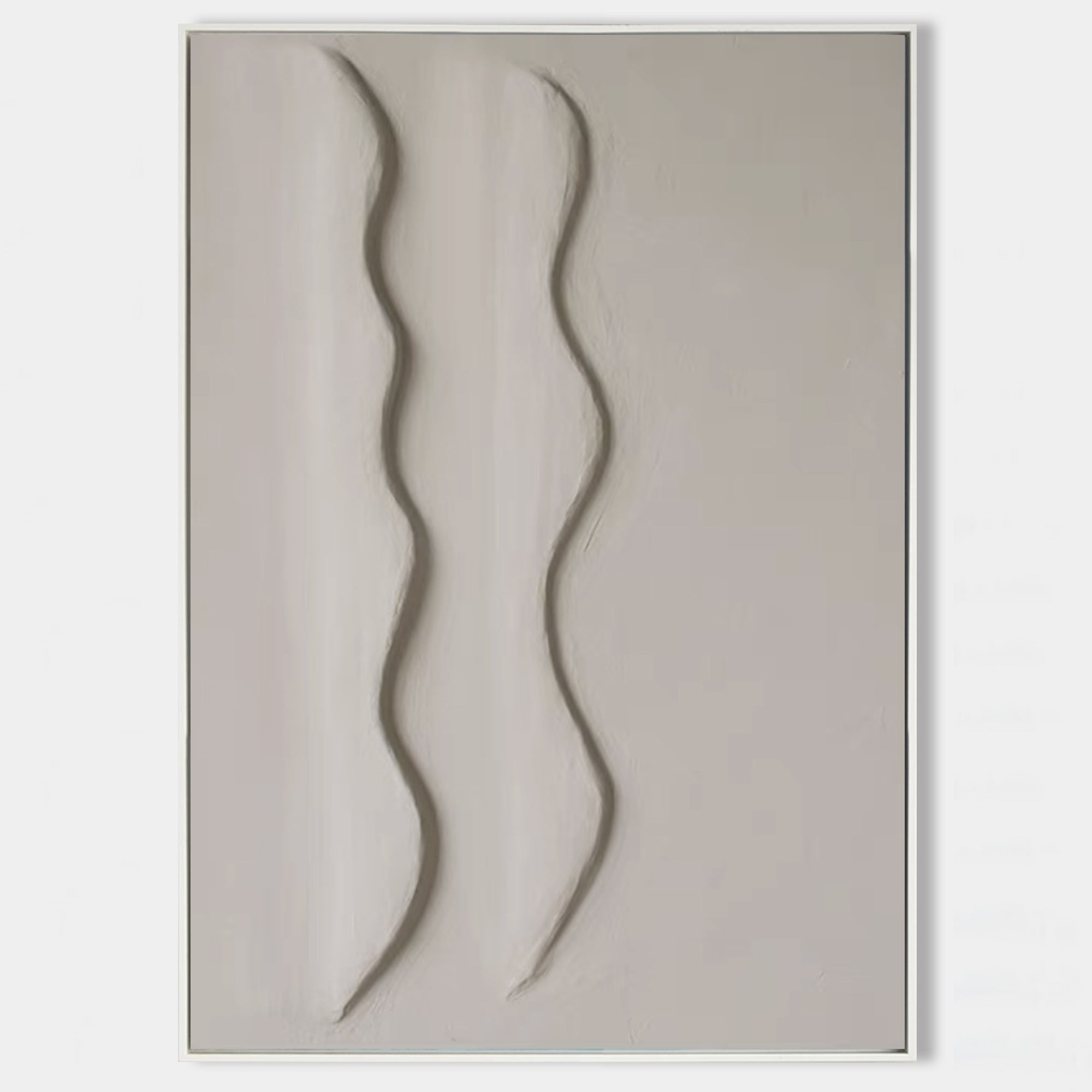 Original hand painted greige abstract oil painting canvas wall art, two flowing wavy lines, nordic scandinavian minimalist elegant luxu