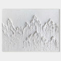 Original hand painted white textured mountain landscape oil painting canvas wall art, nordic scandinavian minimalist elegant luxury mod