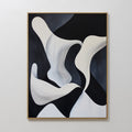 Original hand painted black ivory fluid abstract oil painting canvas wall art, nordic scandinavian elegant luxury minimalist modern living room home d