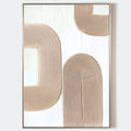 Original hand painted beige concentric arch geometric oil painting canvas wall art, nordic scandinavian minimalist elegant luxury moder