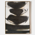 Original hand painted black ivory abstract oil painting canvas wall art, bold organic shapes nordic scandinavian minimalist elegant lux