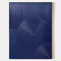 Original hand painted navy blue geometric oil painting canvas wall art, textured concentric arches, nordic scandinavian minimalist eleg