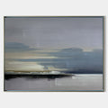 Original hand painted slate grey coastal abstract oil painting canvas wall art, nordic scandinavian minimalist elegant luxury modern ho