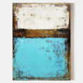 Original hand painted teal turquoise abstract oil painting canvas wall art, nordic scandinavian minimalist elegant luxury modern living