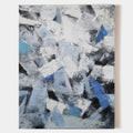 Original hand painted blue white black geometric abstract oil painting canvas wall art, nordic scandinavian elegant luxury modern livin