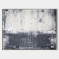 Original hand painted charcoal grey white abstract oil painting canvas wall art, nordic scandinavian minimalist elegant luxury modern h