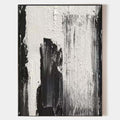 Original hand painted black white abstract oil painting canvas wall art, bold brushstrokes texture drips nordic scandinavian minimalist