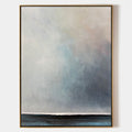 Original hand painted grey teal coastal abstract oil painting canvas wall art, nordic scandinavian minimalist elegant luxury modern liv