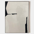 Original hand painted ivory black geometric abstract oil painting canvas wall art, nordic scandinavian minimalist elegant luxury modern