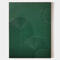 Original hand painted emerald green geometric arch oil painting canvas wall art, nordic scandinavian minimalist elegant luxury modern l