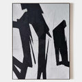 Original hand painted black grey abstract oil painting canvas wall art, bold gestural brushstrokes nordic scandinavian minimalist elega
