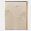 Original hand painted beige abstract oil painting canvas wall art, raised concentric arch texture, nordic scandinavian minimalist elega
