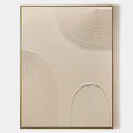 Original hand painted beige abstract oil painting canvas, raised concentric arch texture, minimalist nordic scandinavian elegant luxury