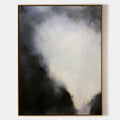 Original hand painted dark abstract oil painting, black storm cloud silver light canvas wall art, nordic scandinavian elegant luxury mo