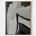 Original hand painted ash grey black geometric abstract oil painting canvas wall art, nordic scandinavian minimalist elegant luxury mod