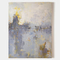 Original hand painted gold grey lavender abstract oil painting canvas wall art, nordic scandinavian elegant luxury modern atmospheric h