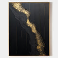 Original hand painted black gold abstract oil painting canvas wall art, flowing textured forms, nordic scandinavian elegant luxury mode