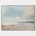Original hand painted seafoam blue ivory coastal abstract oil painting canvas wall art, nordic scandinavian minimalist elegant luxury m