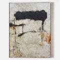 Original hand painted ivory ochre charcoal abstract oil painting canvas wall art, nordic scandinavian minimalist elegant luxury modern