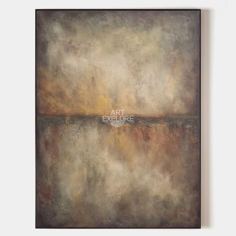 Original hand painted amber taupe charcoal abstract oil painting canvas wall art, nordic scandinavian elegant luxury minimalist modern