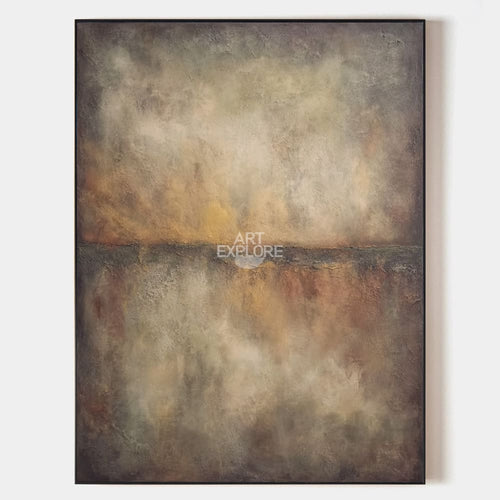 Original hand painted amber taupe charcoal abstract oil painting canvas wall art, nordic scandinavian elegant luxury minimalist modern